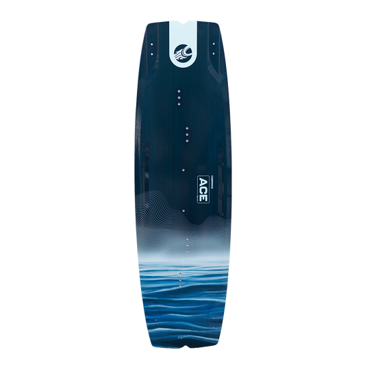Cabrinha Ace premium kiteboard with paulownia wood core, designed for versatile all-condition freeride performance.