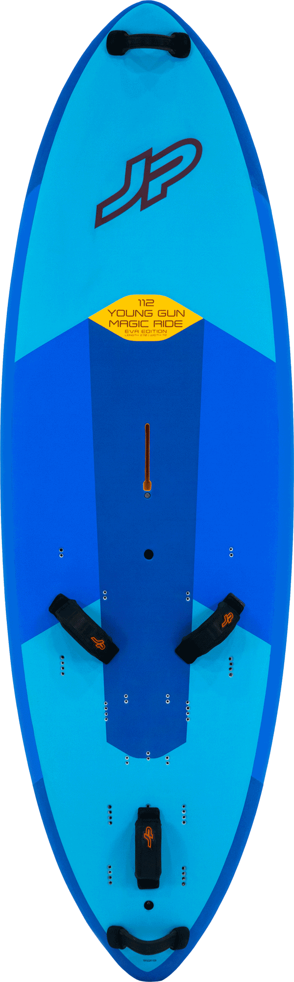 JP Young Gun Magic Ride EVA 112 windsurf board for kids under 50kg, stable and easy to sail, perfect for young riders to learn and progress quickly