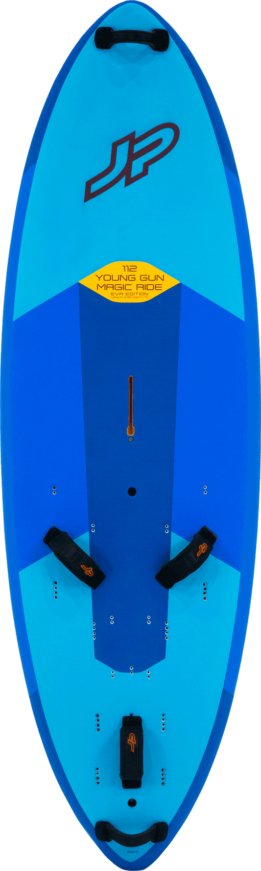 JP Young Gun Magic Ride EVA 112 windsurf board for kids under 50kg, stable and easy to sail, perfect for young riders to learn and progress quickly