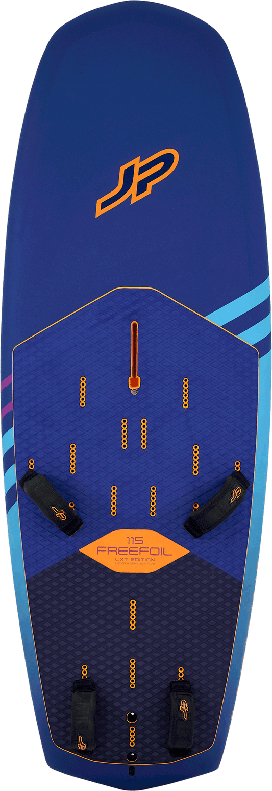 j3fbfrefl all-round windsurf foil board for beginners to advanced riders, ideal for freeride foiling, with adjustable foil and strap positions.