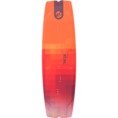 Xcal kiteboard with wood core construction and double concave bottom
