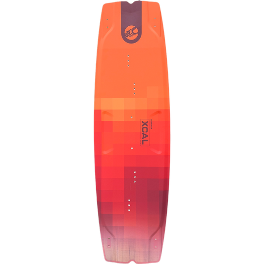 Xcal kiteboard with wood core construction and double concave bottom